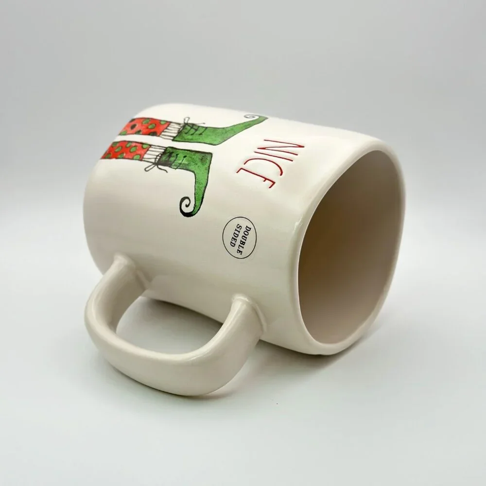 Naughty Nice Christmas mug by Rae Dunn | Santa's Elf legs coffee mug - Picture 3 of 4